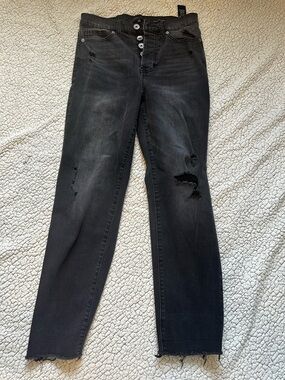 Kendall + Kylie Women Black Distressed High-Rise Button-Fly Jeans